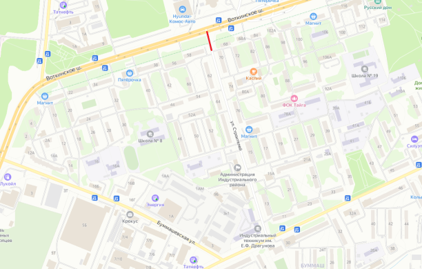 Улица Строителей в Ижевске будет частично перекрыта на два дня на время ремонта теплосети