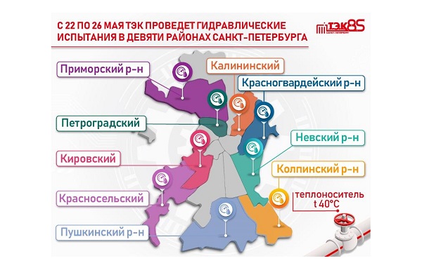 «ТЭК СПб» проведет 32 испытания тепловых сетей в Санкт-Петербурге